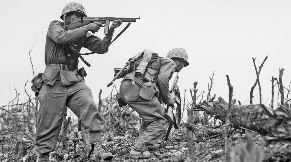 Thompson sub-machine gun in WWII field