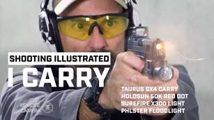 Taurus GX4 Carry 9 mm pistol with a Holosun 507K red-dot sight facing right