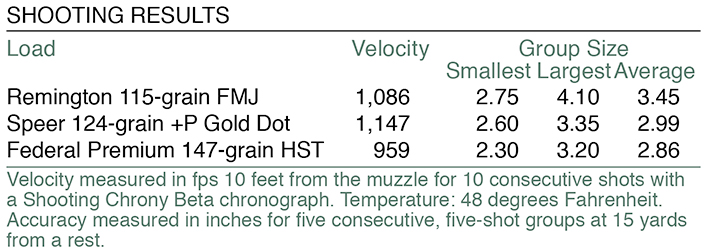 Taurus G3 9 mm shooting results