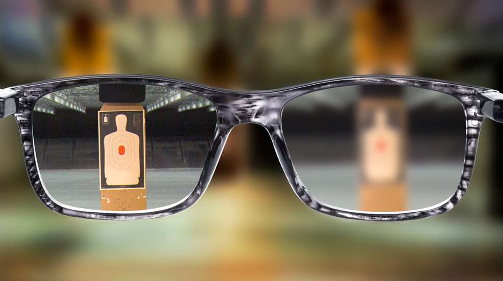 Glasses with targets in and out of focus