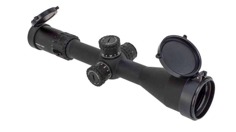 riflescope with lens caps raised