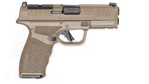 Springfield Armory Hellcat Pro pistol in FDE facing right