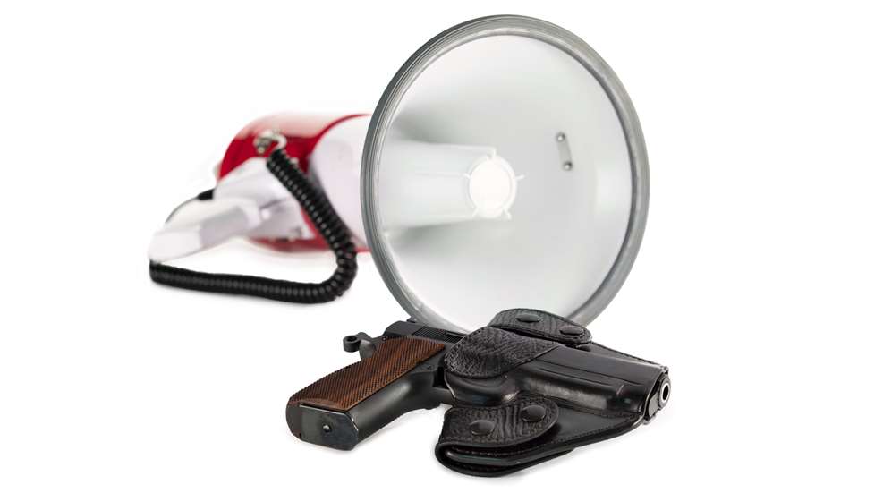 megaphone with handgun