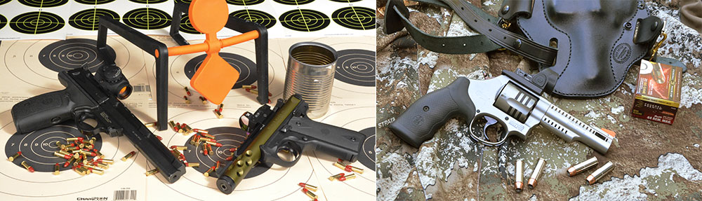 Smith & Wesson 22A, Ruger 22/45, Mag-na-Port revolver