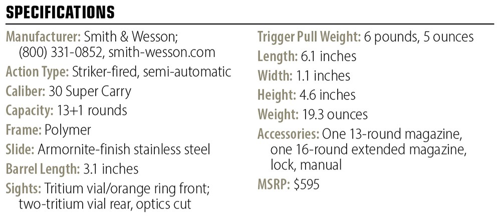 Smith & Wesson Shield Plus In 30 Super Carry specs