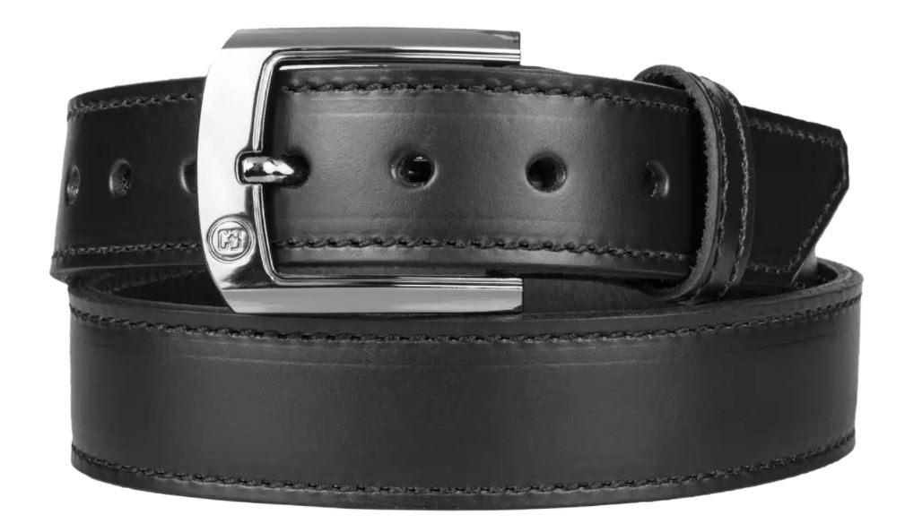 Lifted Research Group (L-R-G) Black Leather Belt With Gold Color