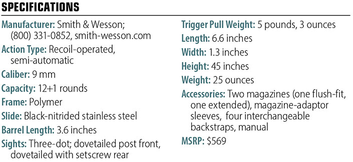 Smith &amp; Wesson M&amp;P9 M2.0 specs chart