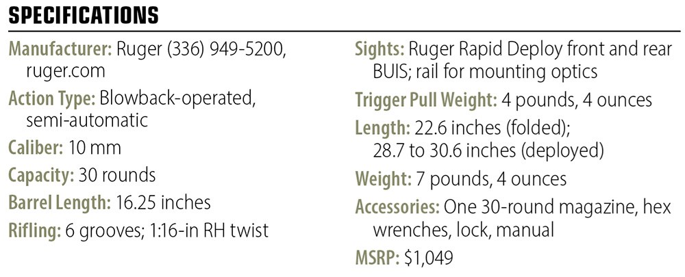 Ruger LC Carbine 10 mm specs