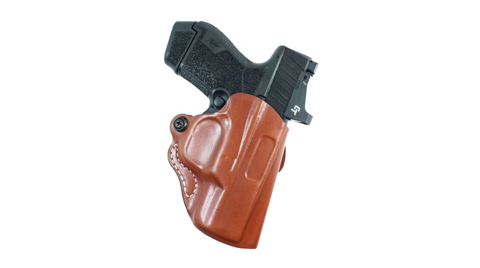 pistol in leather holster