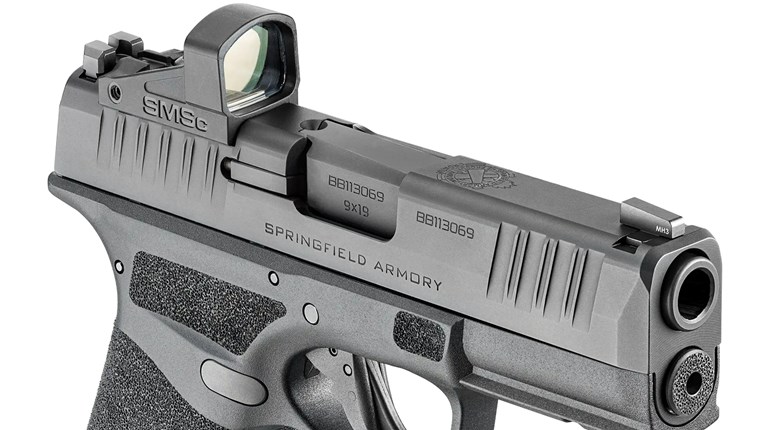 Springfield Armory Hellcat Pro with Shield SMSc Red Dot Sight facing right