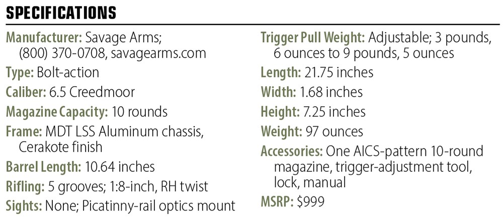 Savage 110 PCS specs