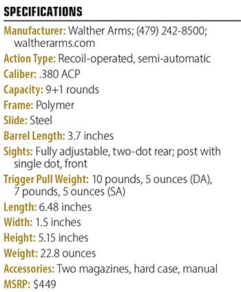 Walther PD380 specs