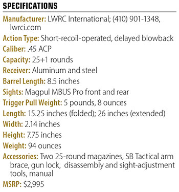 LWRCI’s SMG 45 specs