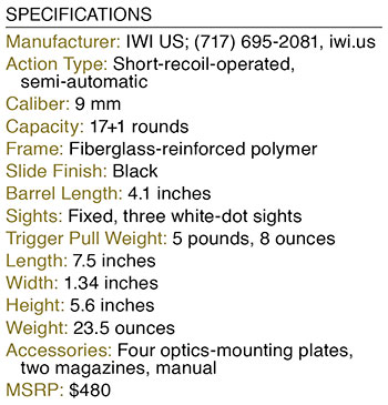 IWI Masada spec chart