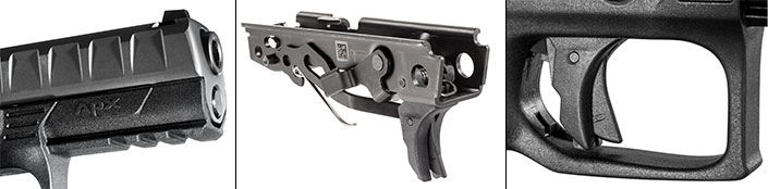 The Beretta APX pistol features an accessory rail, along with a removable fire-control group.