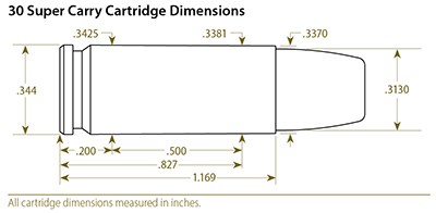 30 Super Carry Cartridge Dimensions