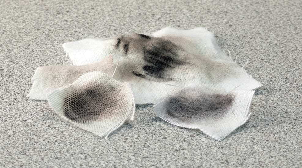 carbon residue on rags