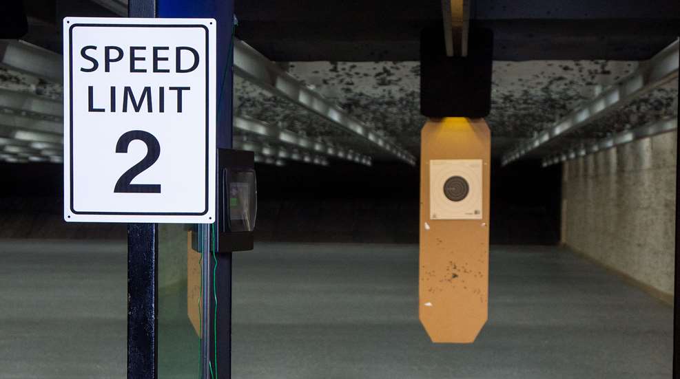 speed limit sign at gun range