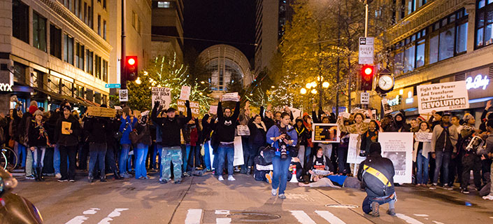 mob in street