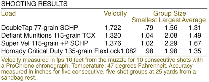 Ruger PC Charger shooting results