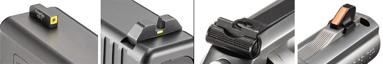 AmeriGlo T-Cap with tritium front dot. Black blade adjustable rear sight with red ramp front blade.