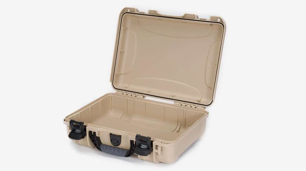 polymer pistol case, open