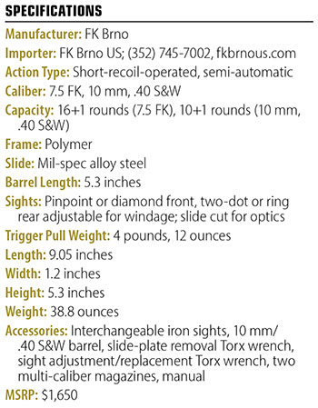 FK Brno I PSD Multi-Caliber Pistol specs