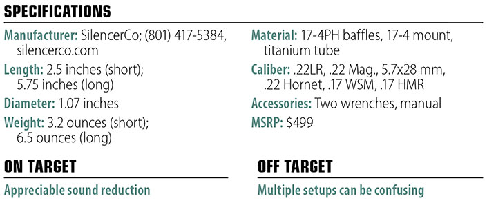 SilencerCo Switchback 22 specs