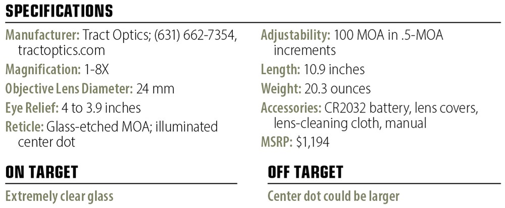 Tract  Toric UHD 1-8x24 mm MOA IR LPVO SFP specs
