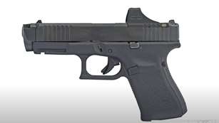 Glock G19 Gen5 MOS pistol with Holosun red dot facing left