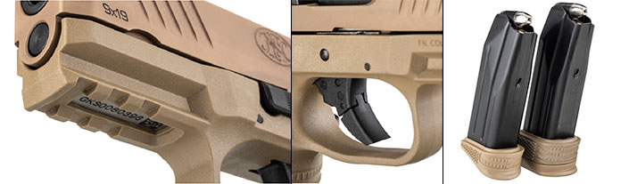 trigger guard, 15-round magazine, accessory rail