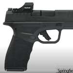 Springfield Armory Hellcat Pro pistol with Bushnell red dot facing right