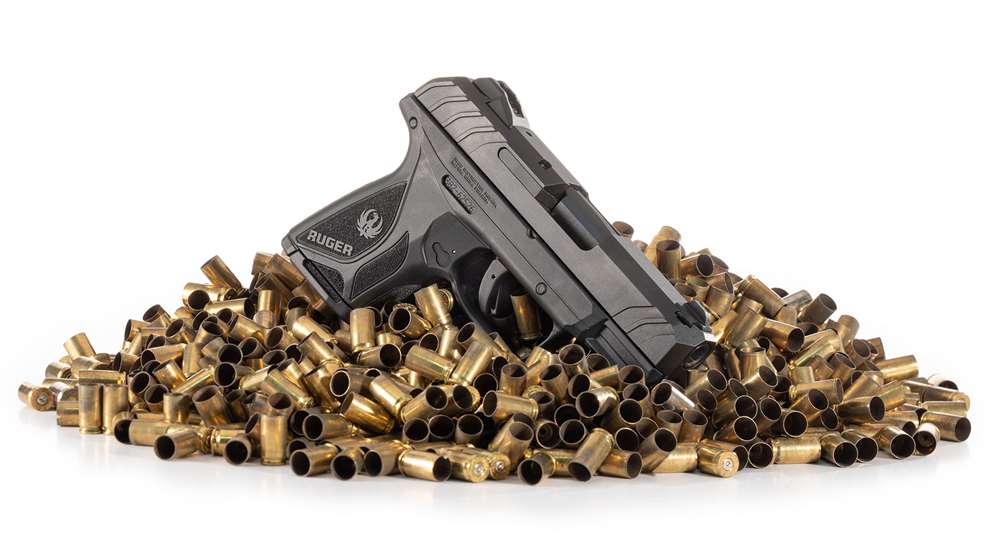 handgun with spent ammo