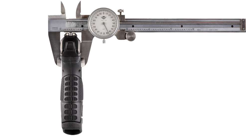 handgun with calipers