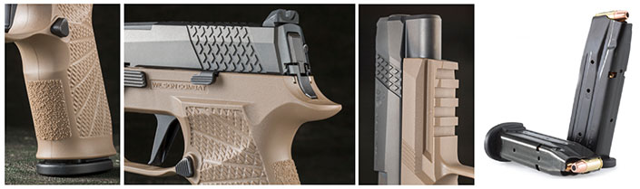 trigger guard, X-Tac checkering, multi-slot rail