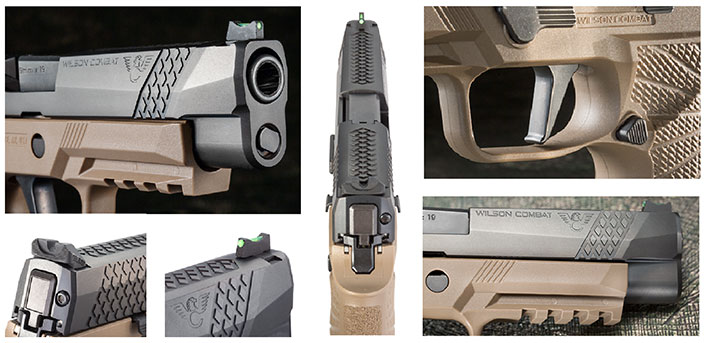 X-Tac checkering, front and rear sight