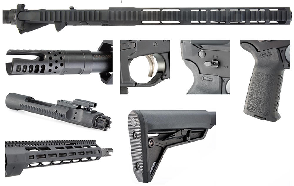 upper receiver, trigger guard, nickel-boron-coated trigger, Magpul’s SL stock