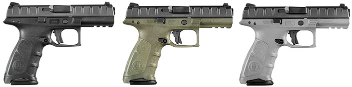The Beretta APX pistol comes equipped with colored frame options.