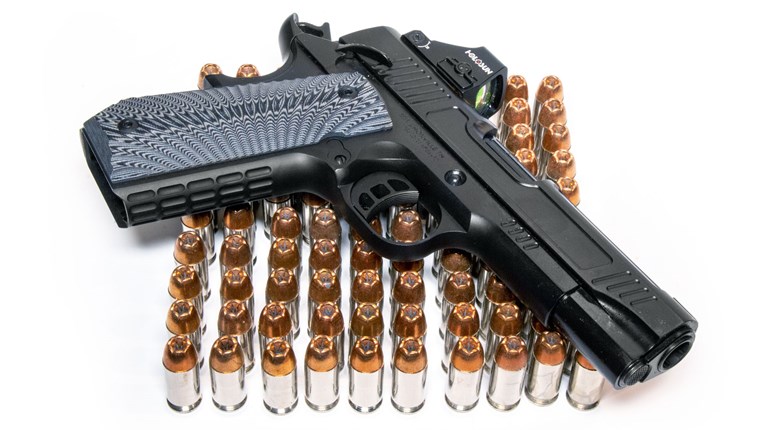 firearm laying on ammo