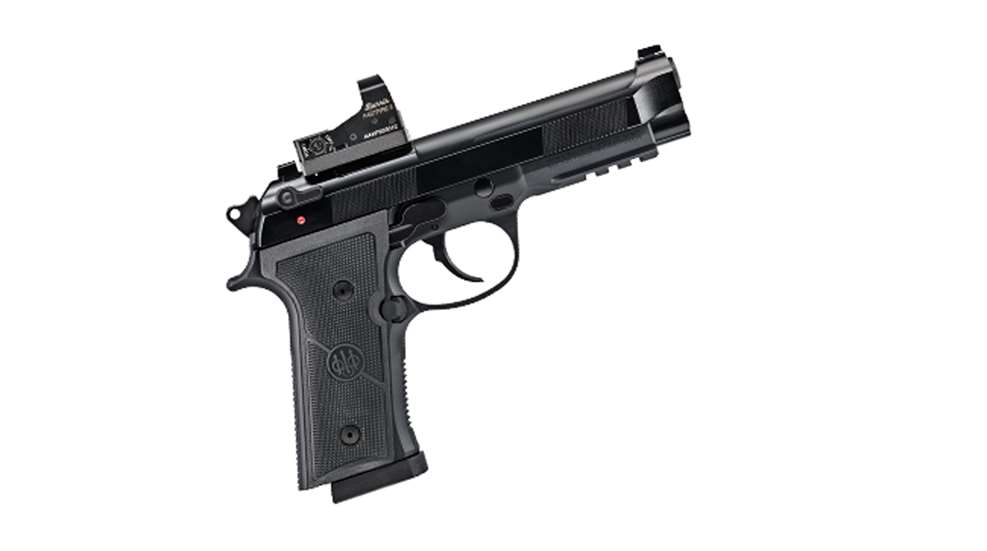 handgun with red dot facing right