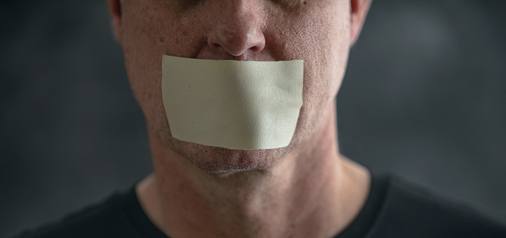 tape over mans mouth