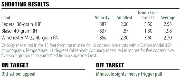 Beretta  21A Bobcat Covert shooting results