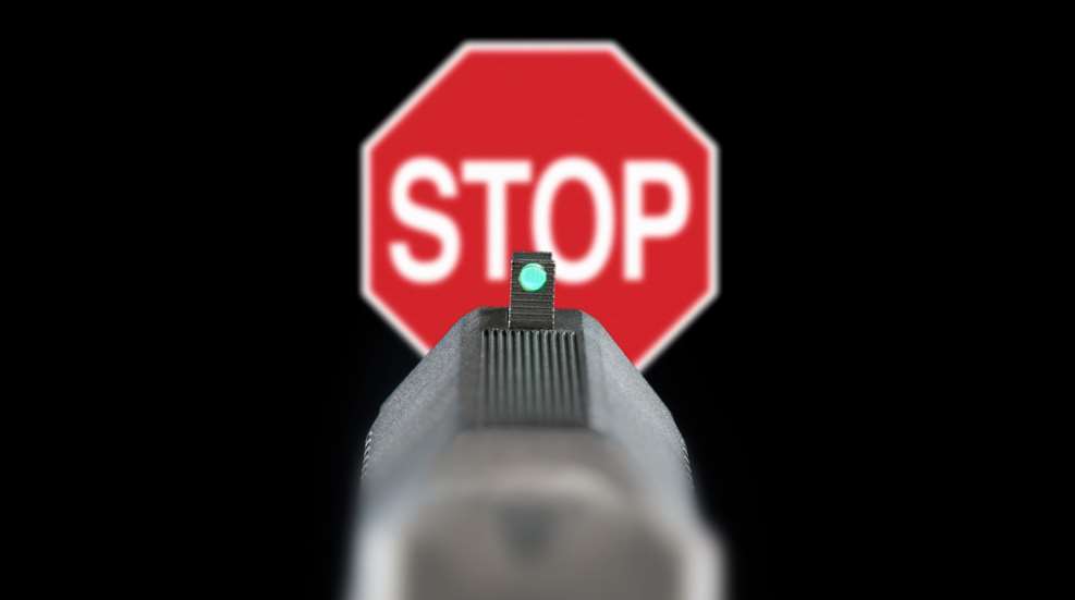 Gun sight with Stop sign