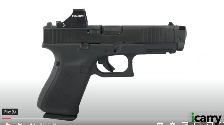 Glock G19 Gen5 MOS pistol with Holosun red dot facing right