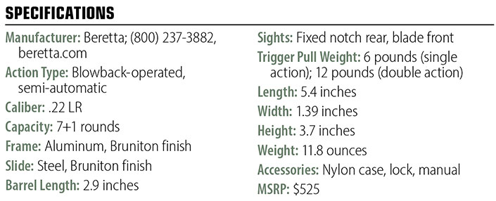 Beretta  21A Bobcat Covert specs