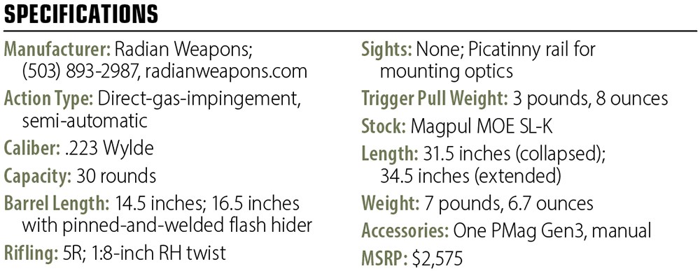 Radian Weapons Model 1 Rifle specs