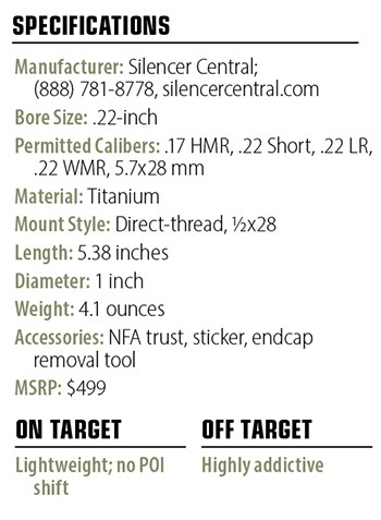 Silencer Central Banish 22 specs