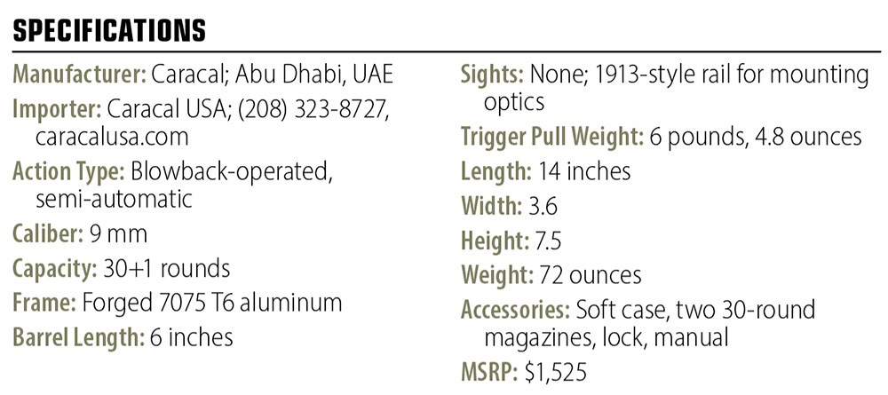Caracal CMP9K specs