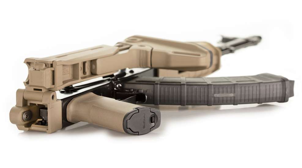 Folding stock on rifle