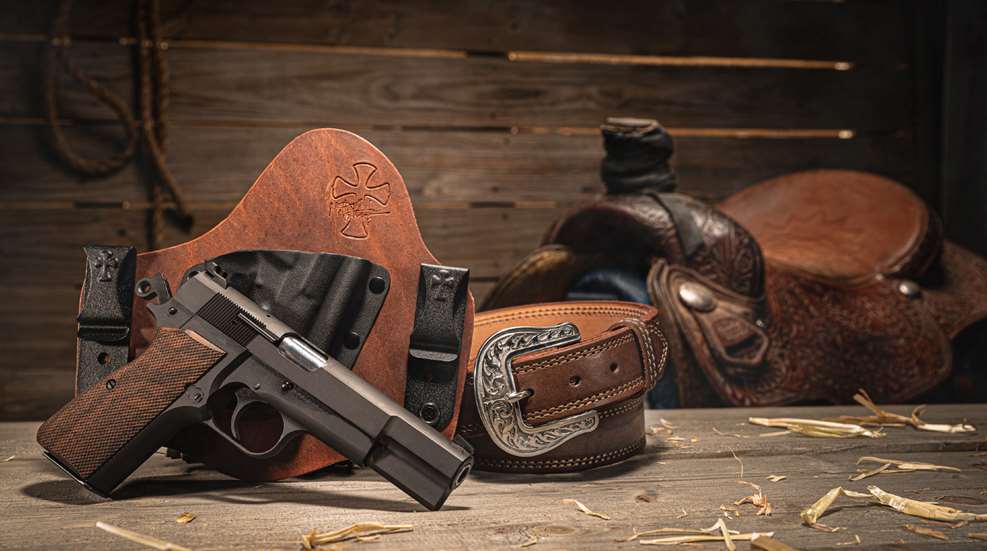 pistol with holster and gun belt